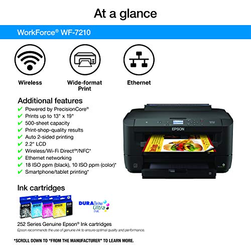 workforce wf-7210 wireless wide-format color inkjet printer with wi-fi direct and ethernet amazon dash replenishment ready