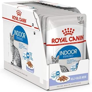 Royal Canin Indoor Sterilised in Gelee | 12 x 85 g | Alleinfuttermittel für ausgewachsene Katzen die im Haus Leben | Für sterilisierte Katzen | Häppchen in Gelee product image