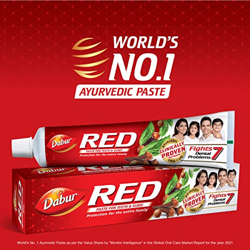 Image of Dabur Red Paste 300g & Dabur Herb'l Olive Enamel Care Toothpaste 150g (Pack of 2) | Supersaver Combo Pack