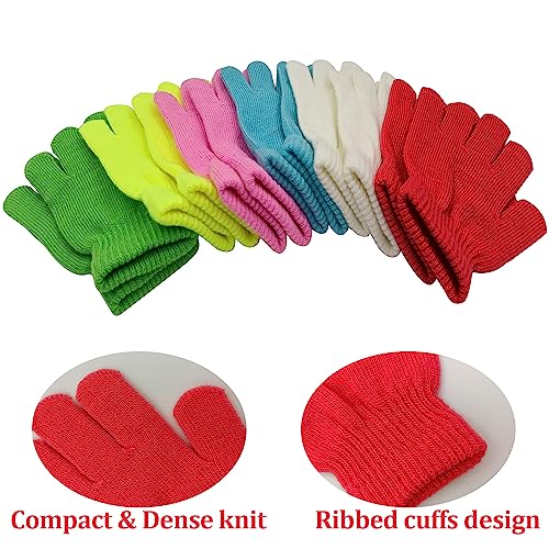Image of 6 Pairs Kids Gloves Winter Toddler Gloves Full Fingers Knit Gloves Children Stretchy Warm Gloves Bulk for Girls Boys