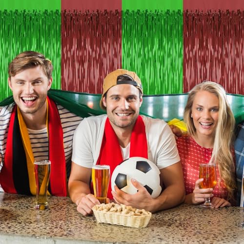 Image of 2 Pack Football Party Decorations,3.28 Ft x 6.56 Ft Football Tinsel Backdrop,Brown Green Foil Fringe Curtains Metallic Party Streamer Birthday Party Decorations Sports Background