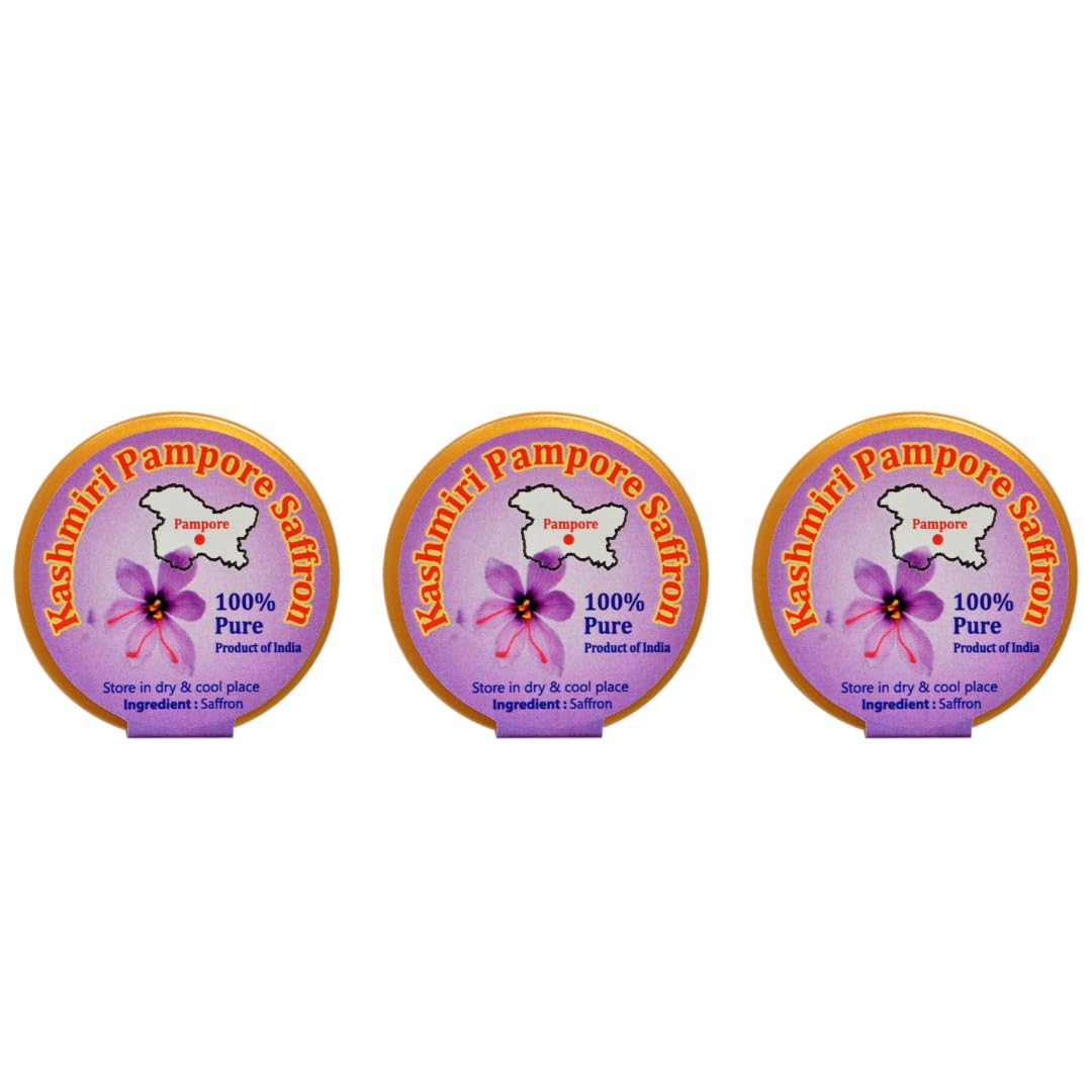 Kashmiri Pampore Organic Saffron Organic Saffron, 3 x 1 g