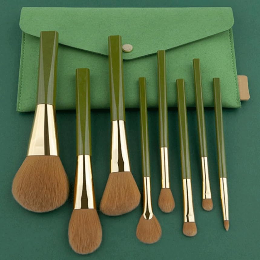 Brochas de maquillaje con varilla de cepillo de madera maciza y acabado firme 5