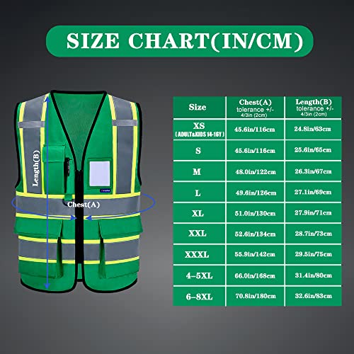 Aykrm 11 Colors Available Lime Green Safety Vest For Men High Visibility Reflective Safety Vest For Women Men High Visibility Security With Pockets Zipper Front Meets Ansi/Isea Standards #TOP2