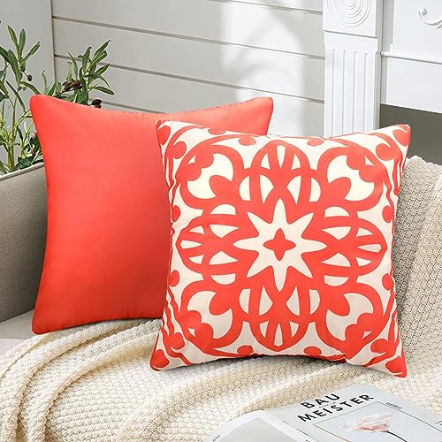 Juego de 2 Funda de Cojines Terciopelo Funda Cojin Melon Rojo Fundas Cojines Moderna Fundas de Cojines Dorado Geometricos Funda de Almohada para Dormitorio Sofá Cama Casa Decor 45x45cm 18x18Inch