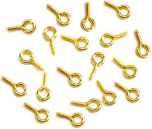 300 pines dorados de 0.23 x 0.31 pulgadas (0.256 x 0.512 in), ganchos de ojo, mini clavijas para hacer joyas, proyectos de artes y manualidades