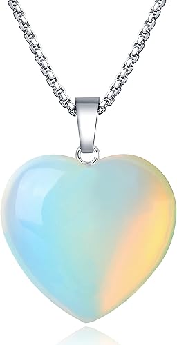 XIANNVXI Collares con colgante de piedras preciosas de corazón de cristal curativo, brujería espiritual natural, joyería de piedra de cuarzo Reiki