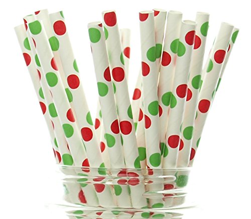 Pitillos de papel Navidad rojo y verde 25 unidades miniatura 1