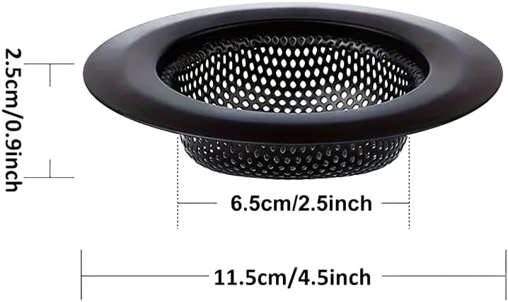 1Pack Sink Drain Strainer,Stainless Steel Sink Strainer Basket, Large Wide Rim of 4.5 Inch Diameter & Anti-Clogging,Dishwasher Safe(Black)