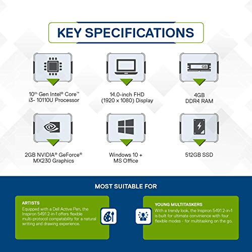 DELL-Inspiron-5491-2in1-Touchscreen-14-inch-Laptop-10th-Gen-Core-i3-10110U4GB512GB-SSDWindow-10-MS-OfficeNvidia-2GB-MX230-Graphics-Silver