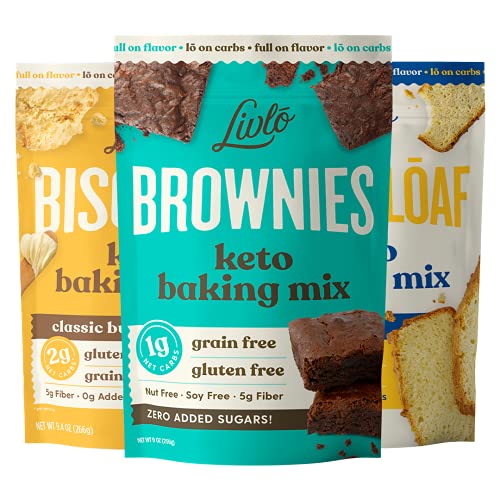 Livlo Keto Baking Mix Variety Pack - Includes Keto Brownie Mix, Keto Biscuit Mix & Keto Bread Mix (3 Pack) #TOP26