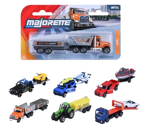 Majorette Auto City Trailer (1 Voiture Miniature) – Jouet Voiture en métal avec remorque, Roue Libre et pièces Mobiles, sélection aléatoire de 6 Voitures pour...