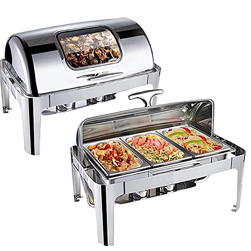 hyywmgx 9L Edelstahl Chafing Dish in voller Größe mit sichtbarem Fensterrolldeckel, Chafer und Buffetwärmer-Set mit 1…