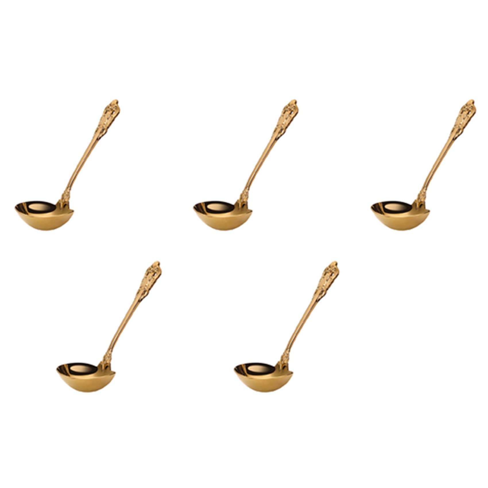 Cucharas de sopa inoxidables que no se oxidan, juego de 5 piezas chapadas en oro de cocina