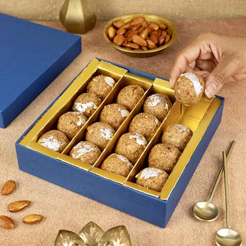 Image of Kilobeaters Sugar Free Protein Almond Ladoo Diwali Sweets Gift Box, Healthy Dessert, Diet and Diabetes Friendly, Ideal Gift for Family and Relatives - 500g (Pack of 1)