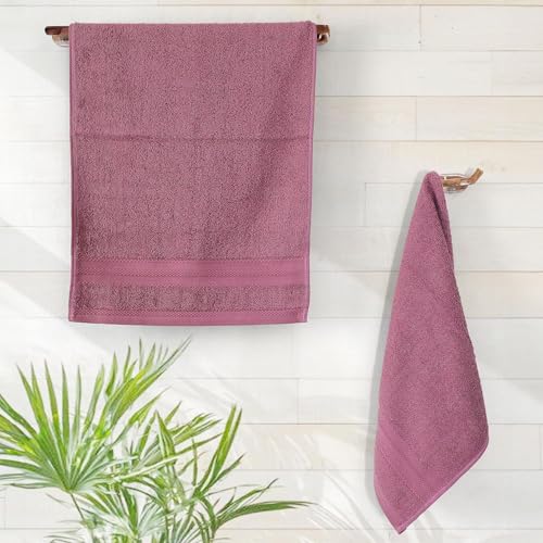 Image of Layers 100% Cotton Face Towels | 450 GSM Soft & Highly Absorbent | Aqua Plush Collection | Pack of 12 Super Soft Towels for Men & Women | 30 x 30 cm - Purple