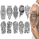 20 Feuilles Tatouages Temporaires Tribaux Maori Pour Homme Et Femme 3D Noir...
