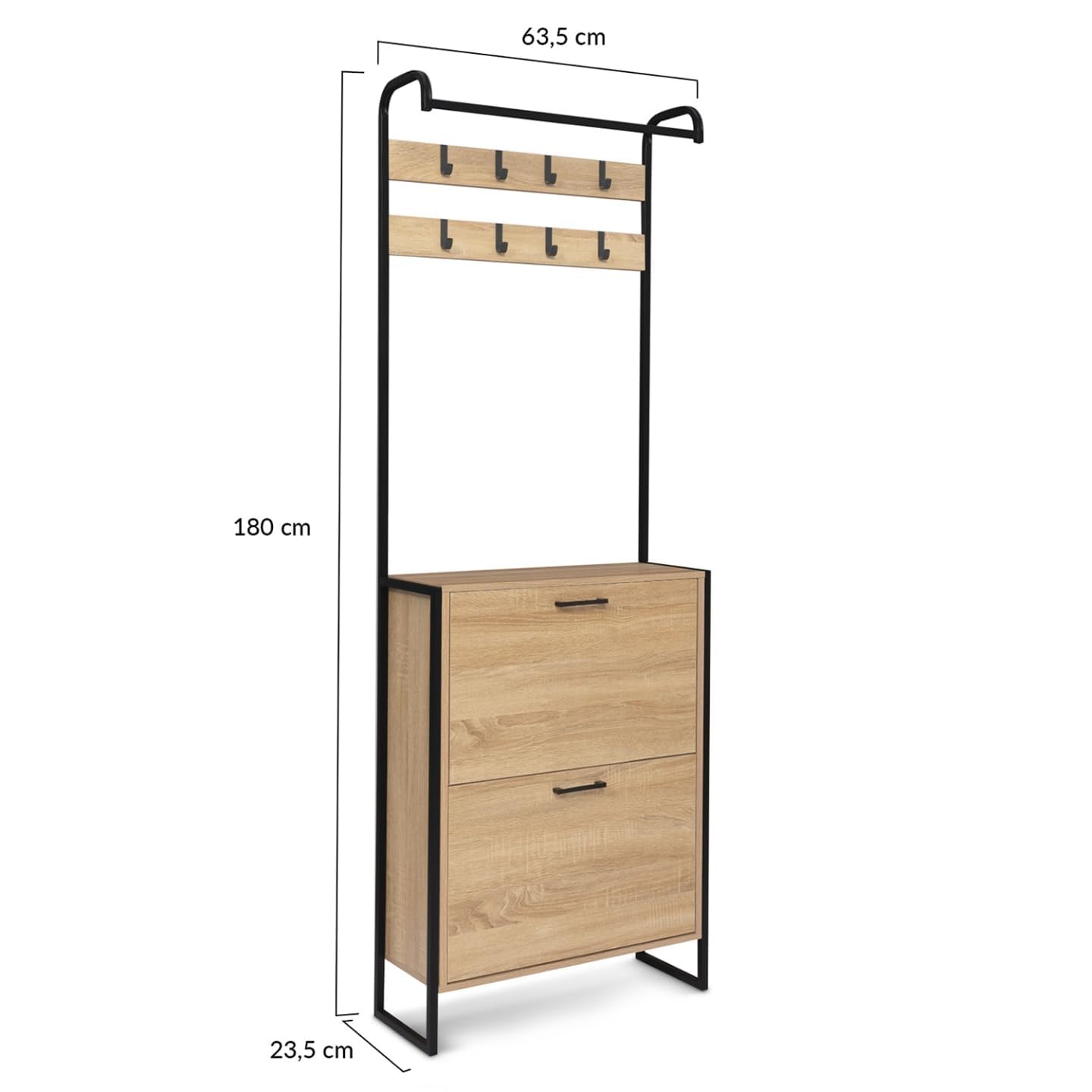 IDMarket – Vestidor de entrada LUIS mueble zapatero 2 puertas diseño industrial