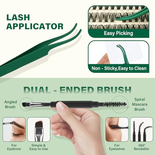 KEYYOU Lash Extension Kit DIY 300Pcs Lash Clusters Eyelash Extension Kit 50D D Curl 9-18MIX Lash Clusters Kit with Lash Glue Remover Applicator Easy to Use for Beginners(Kit,50D-D,9-18MIX) by KEYYOU - Image 6