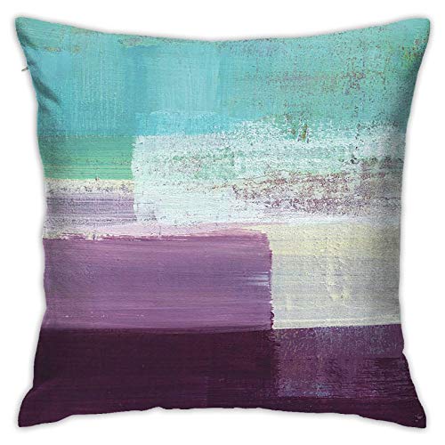 Antvinoler Turquoise And Purple Abstract Art Pillow Cover, Modern Gray Home Decorative Throw Pillows Covers Cushion Cover For Bedroom Sofa Living Room 18X18 In #TOP4