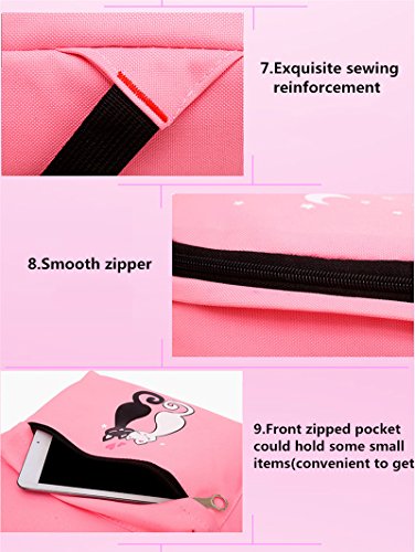 4Pcs Cute Cat Prints Canvas Primary School Bag Rucksack Backpack Set For Girls Elementary Bookbag #TOP6