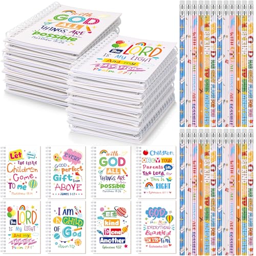 Bloc de notas de Pascua con versículos bíblicos y lápices para motivar alumnos cristianos 7