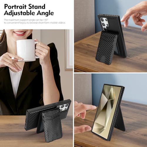 SkyEagle Compatible with Magsafe 2 in 1 Detachable Samsung Galaxy S24 Ultra Wallet Case with Card Holder Women Men Magnetic PU Leather Phone Case RFID Blocking Flip Kickstand Credit Slots,Carbon Black by SkyEagle - Image 5