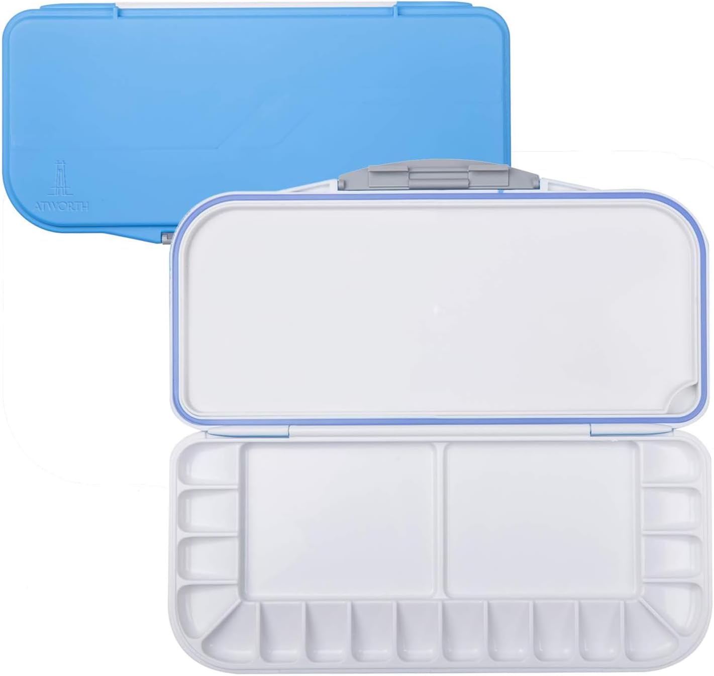 18-Well Premium Watercolor Paint Palette, Travel Portable Folding Paint Palette Box with 1+2 Mixing Areas for Watercolor
