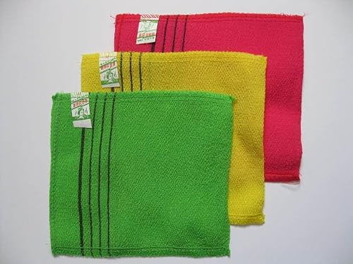 韓国製!! あかすり タオル 3枚セット汗蒸幕 アジュンマ が使う昔ながらの 垢すり 定番商品!! 3色韓国 ソウル