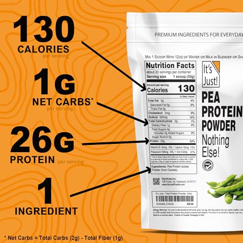 It's Just! Pea Protein Isolate, Plant Based, Premium Quality, Gluten Free, Non-GMO, Vegan, Keto Friendly, Product of Canada, Packaged in USA - Image 4
