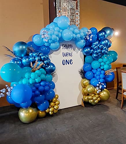 Kelfara Metallic Blue Balloons 60Pcs 12 Inch Metallic Blue And Confetti Latex Balloon Bulk For Birthday Party Bridal Shower Wedding Engagement Anniversary Prom Decorations With Blue Ribbon #TOP5