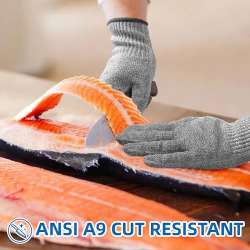 Schwer SlicePro ANSI A9 Cut Resistant Gloves, Food Grade Reliable Cutting Glove, Mandoline Gloves for Kitchen Meat Cutting, Oyster Shucking, Fish Fillet Processing, Non-PFAS, PR1501-G, L