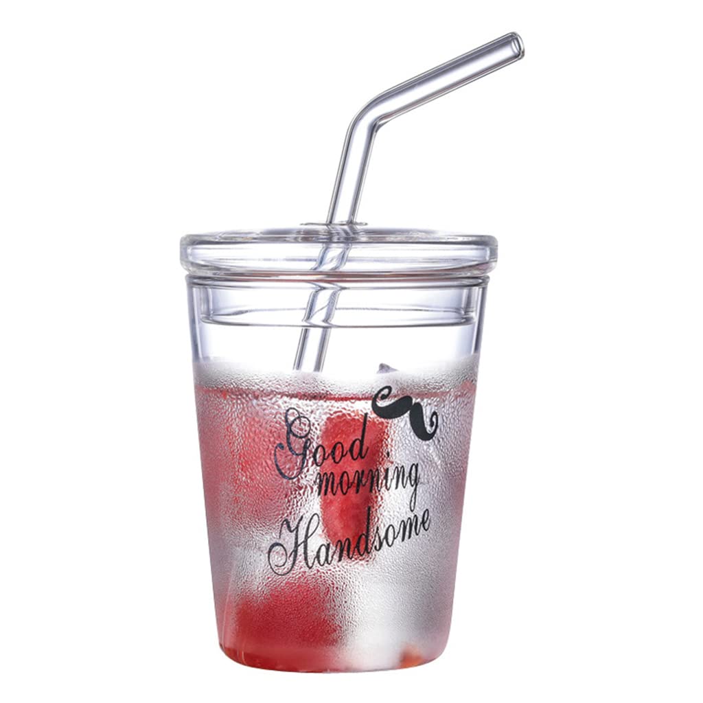 Kalttoy Mug with Straw Lid Glass Mugs Ice Drinking Cup Party Picnic Children 3 Styles to Choose Strawberry Drinking Cups