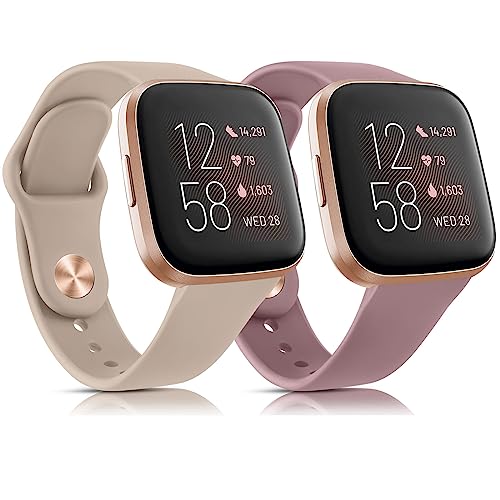 Meliya 2 Straps for Fitbit Versa 2 Strap/Versa Strap for Women Men Silicone Sport Replacement Wristband for Fitbit Versa Lite/Versa 2/ Versa Violet+Deep Purple