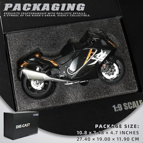 Image of 1:9 Motorcycle Model for Suzuki Hayabusa Metal Die-cast Motorcycle Model No Assembly Required Mini Finished Moto Classic Collection Gift for Adult(Black)