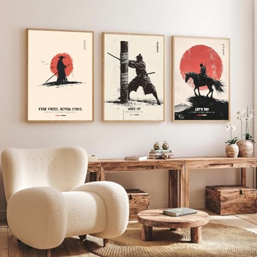 Gamya Framed Japan Samurai Theme Motivational Quote Posters For O...