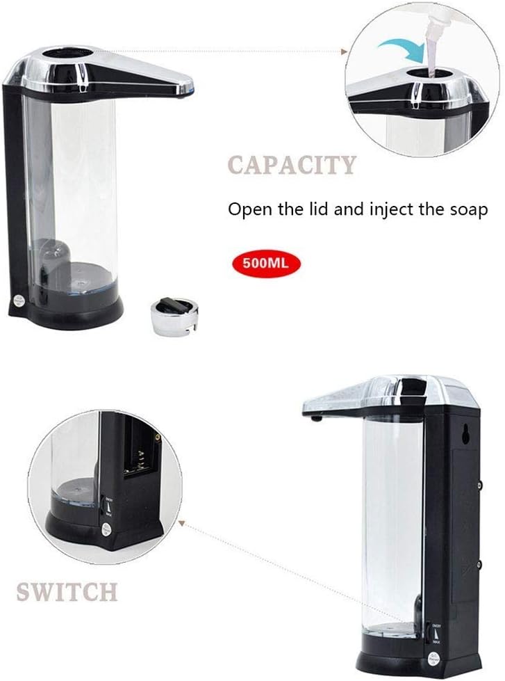 Non-Contact Automatic Wall-Mounted Soap Dispenser 500ML Stainless Steel Hands-Free Liquid for Kitchen Bathroom (Style : C)