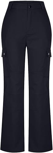 Miniatura 5 de SHOPESSA Pantalones cargo para mujer con bolsillos, pantalones cargo de cintura alta, pantalones largos casuales de senderismo, pantalones