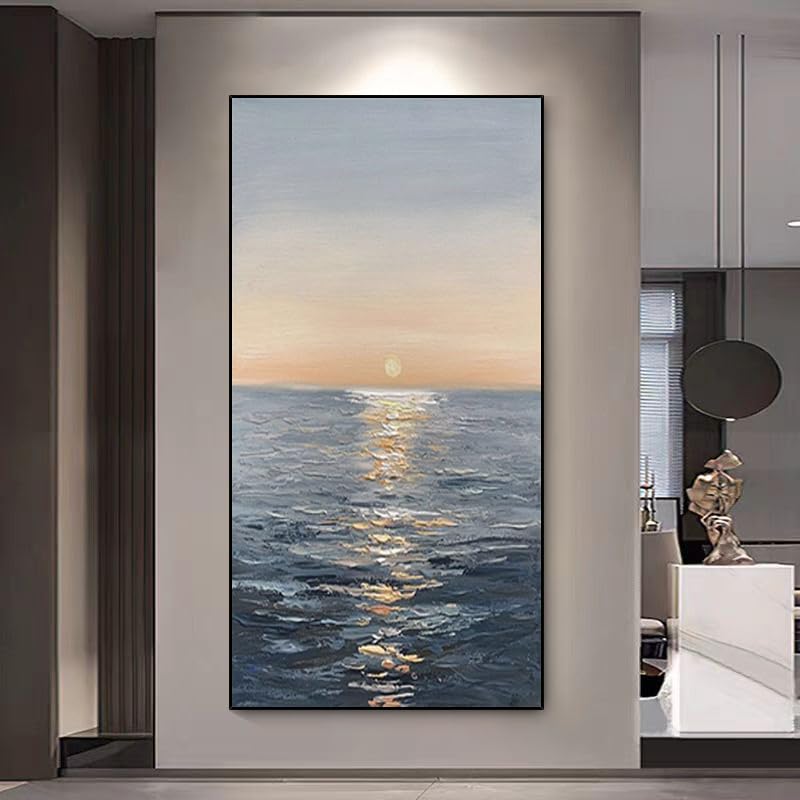Peinture mer tableau sur toile fait main œuvre d'art texturée salon