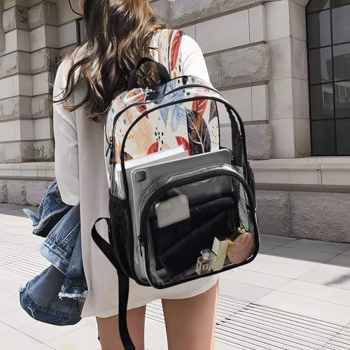 Mochila transparente de hojas con bolsillos para seguridad y colegio 6