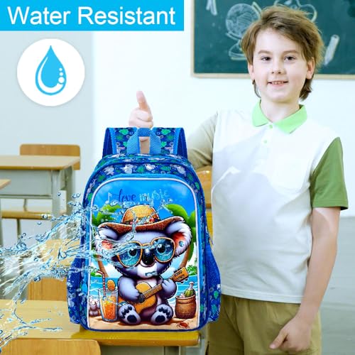 Image of 3Pcs Backpack for Boys, 16 inch Koala Kids Bookbag Set for Elementary Preschool Kindergarten, School Backpacks with Lunch Box(Blue)