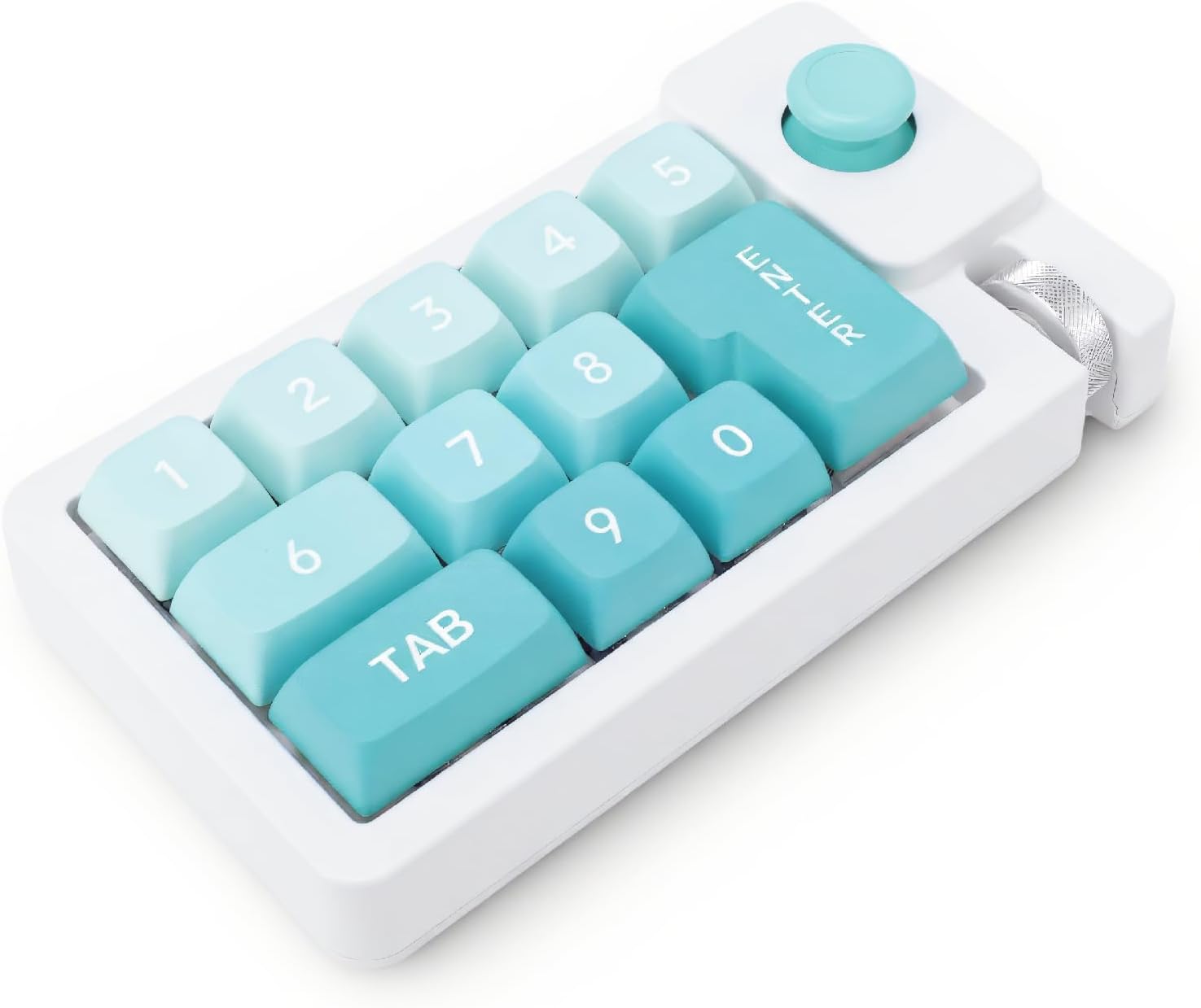 PUSOKEI Mechanical Number Pad, USB Wired Numeric Keypad with RGB LED Backlight & Joystick Roller, Hot Swappable & Anti Ghosting, 12 Keys Programmable, One Handed Macro Numpad (Green)