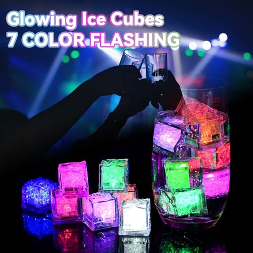 Herbst 12 Stück Bunten Leuchtende Eiswürfel Badespielzeug LED Eiswürfel für Getränke Badewannenspielzeug Wasserspielzeug Light Up Sensorik Spielzeug