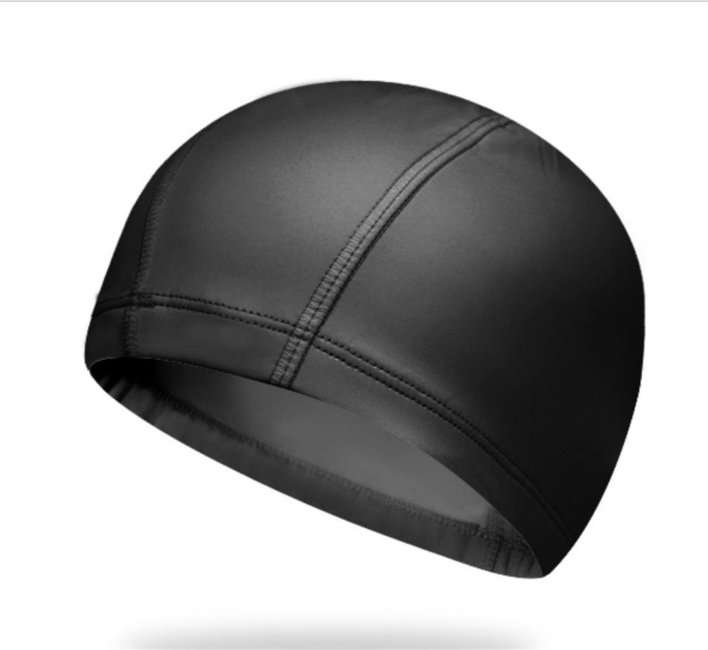 HLPu Revestimiento De Natación del Casquillo del Oído Impermeable Y Transpirable Macho Adulto Sra Natación Pelo Largo Cap Cap Cap Natación PU, Black,Black