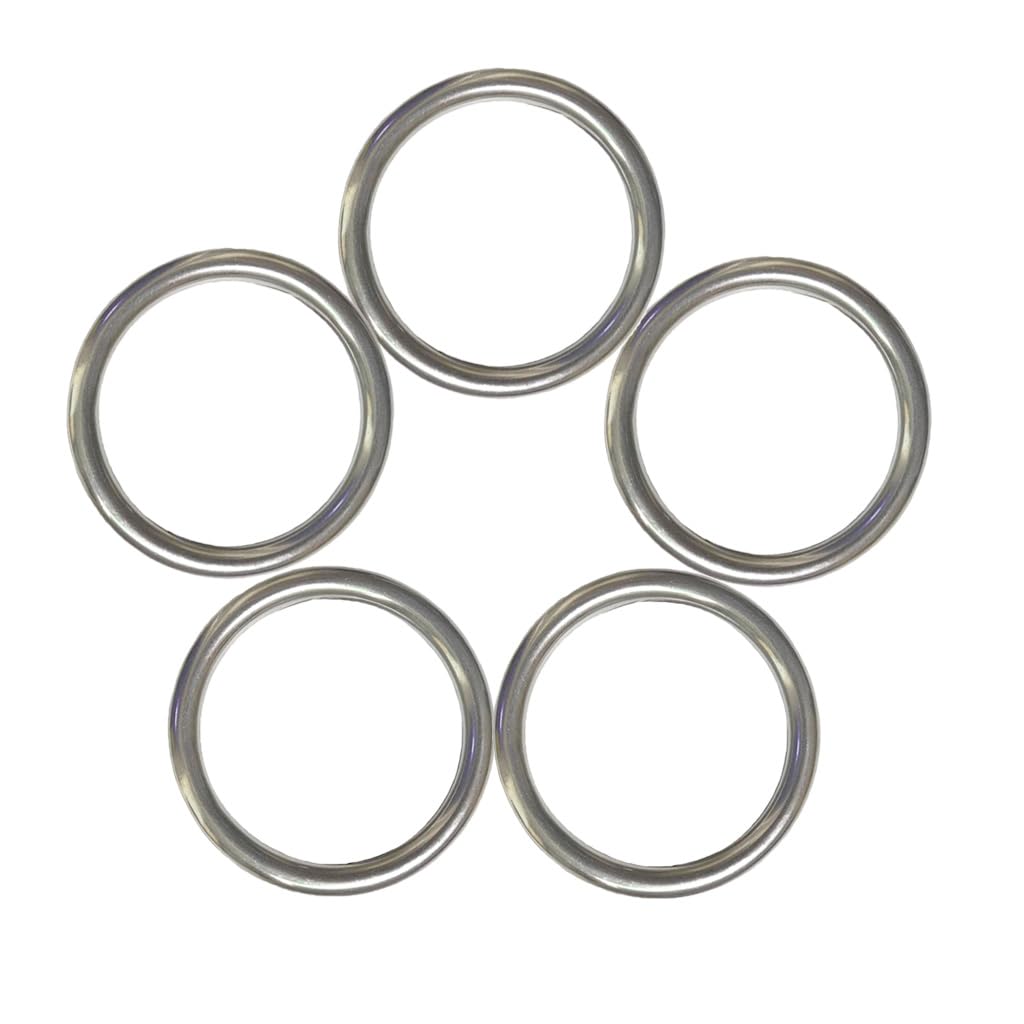 2.8" Metal O-Ring, 5pcs 304 Seamless Welding Stainless Steel Rings Heavy Duty Smooth Solid Multi-Purpose Big Ring for for Crafts, 6mm x 60mm