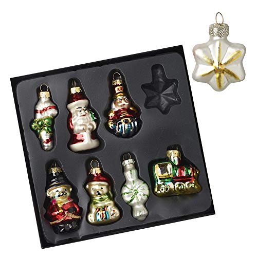 Heaven Sends Novelty Figures Christmas Tree Decorations Santa, Train, Bear - Set of 8 Kids Tree Decorations