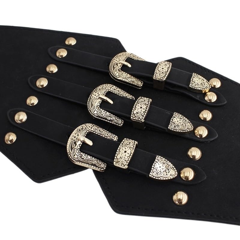 Retro Elastic Wide Waistband Women's Elastic Waistband Dress Shirt Decoration Waistband Skirt Strap(Black-A)4