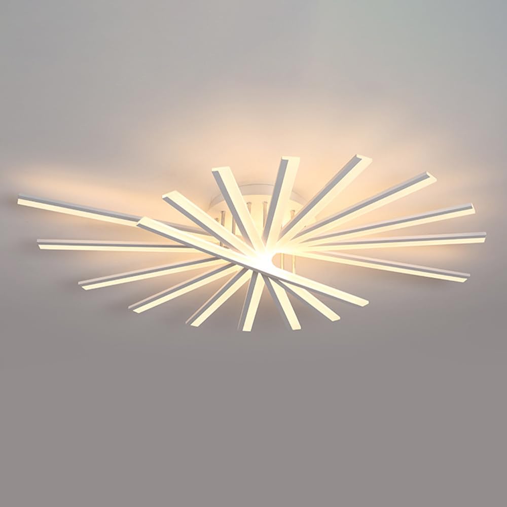 JadssoxLED Linear Chandelier 47.2″ Sputnik Ceiling Light Geometric Close to Ceiling Lamp Minimalist Semi Flush Mount Ceiling Lights for Kitchen Dining Room Bedroom Living Room Chandeliers