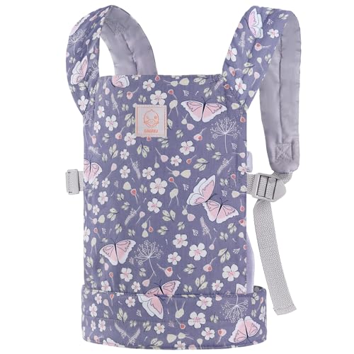 GAGAKU Baby Doll Carrier for Little Girls Kids, Reborn Doll Accessories, Toy Baby Dolls Sling for Toddlers - Blue - Butterfly