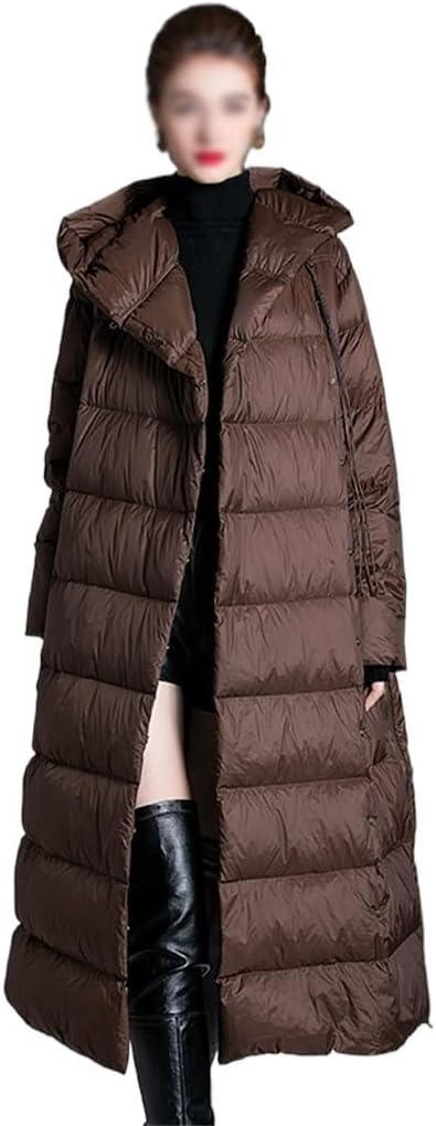 Women's White Duck Down Hooded Down Jacket Fall And Winter Medium-length Silhouette Down Jacket